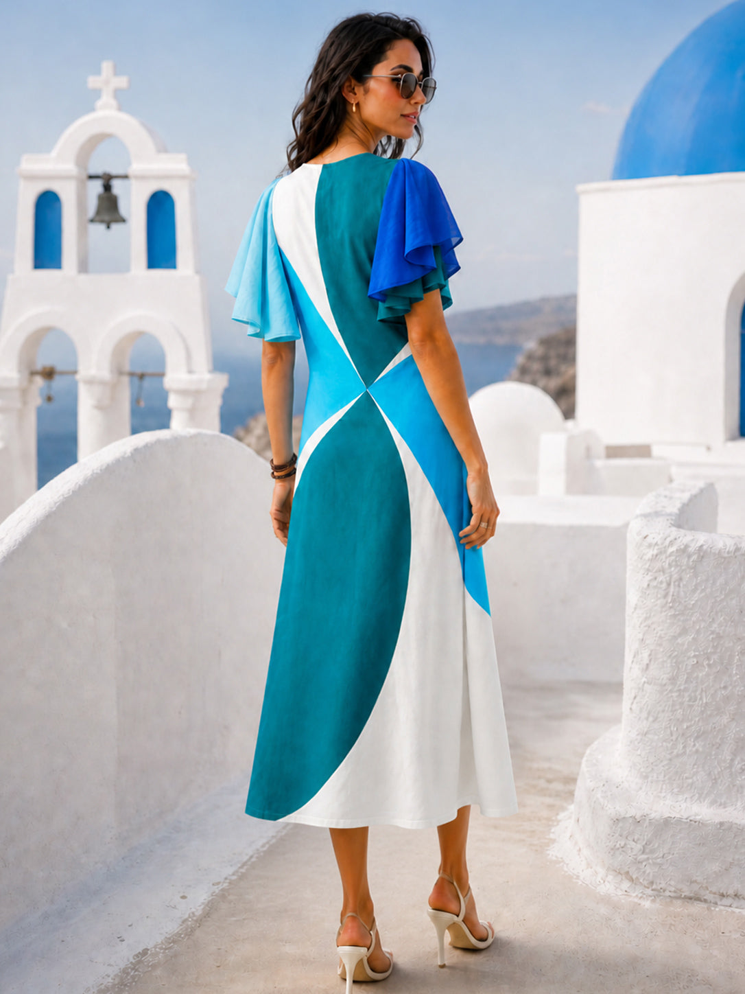 SINDEE SONIA DELAUNAY INSPIRED HAND WOVEN COTTON PATCHWORK DRESS