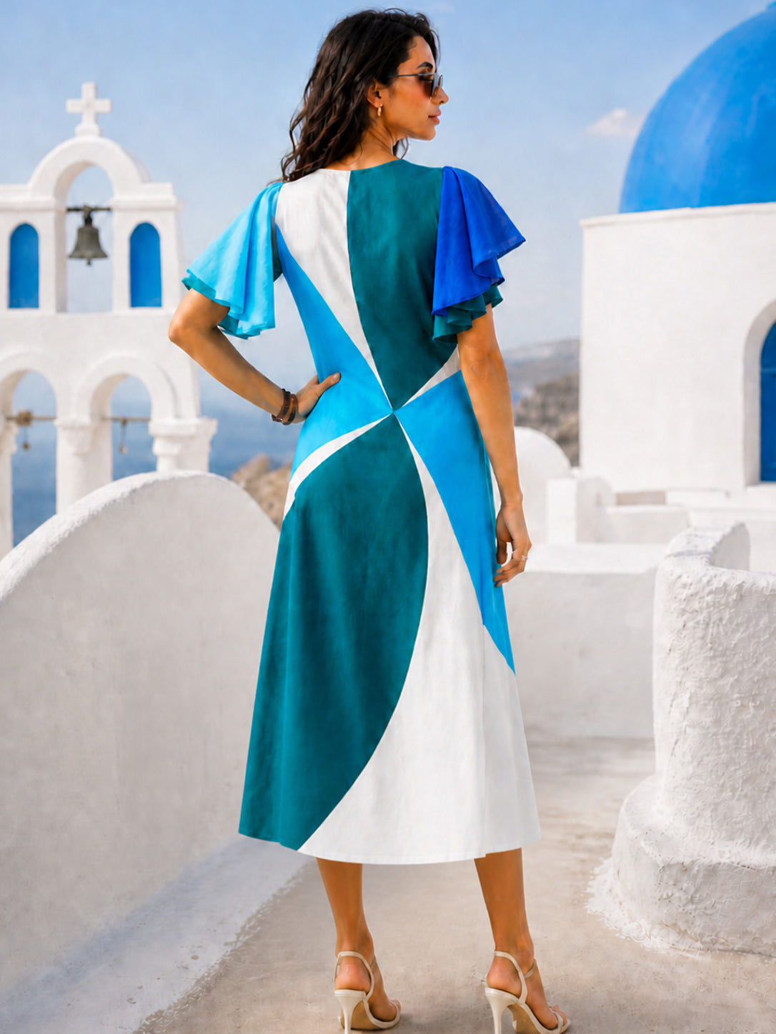 SINDEE SONIA DELAUNAY INSPIRED HAND WOVEN COTTON PATCHWORK DRESS