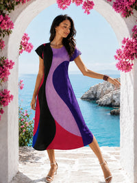 SOFIA SONIA DELAUNAY INSPIRED HAND WOVEN COTTON PATCHWORK DRESS