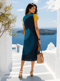 STARLETTE SONIA DELAUNAY INSPIRED HAND WOVEN COTTON PATCHWORK DRESS