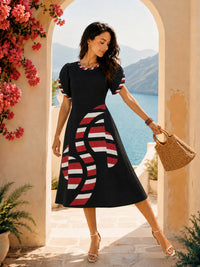 SUZIE SONIA DELAUNAY INSPIRED HAND WOVEN COTTON PATCHWORK DRESS