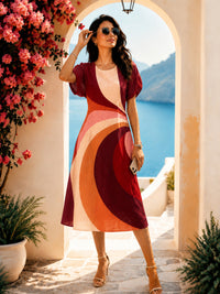 SABRINA SONIA DELAUNAY INSPIRED HAND WOVEN COTTON PATCHWORK DRESS