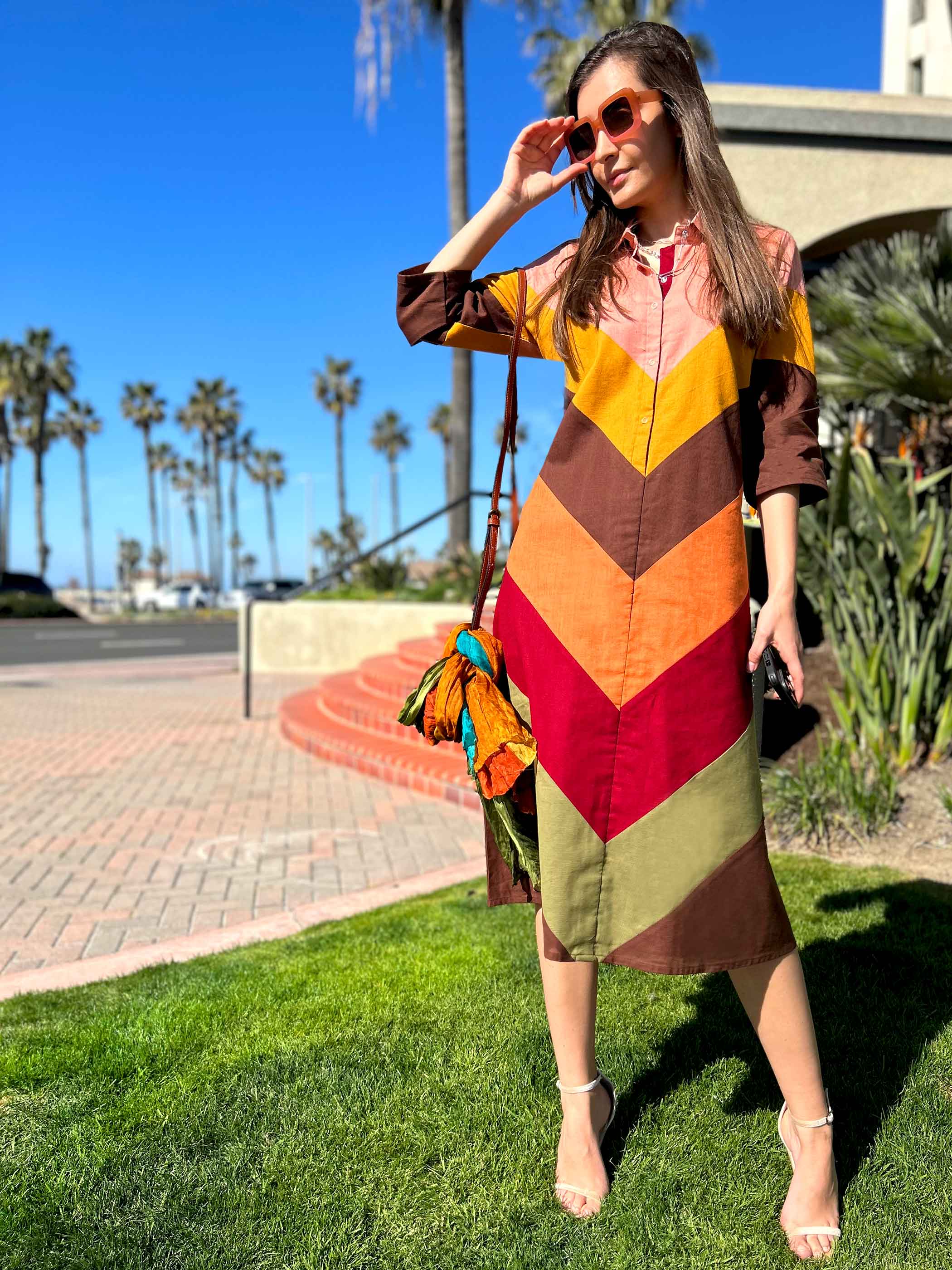 美品✨サラマリカ　Cotton Triangle Patchwork Dress Marianna California Colors Hand Woven Cotton Patchwork Dress
