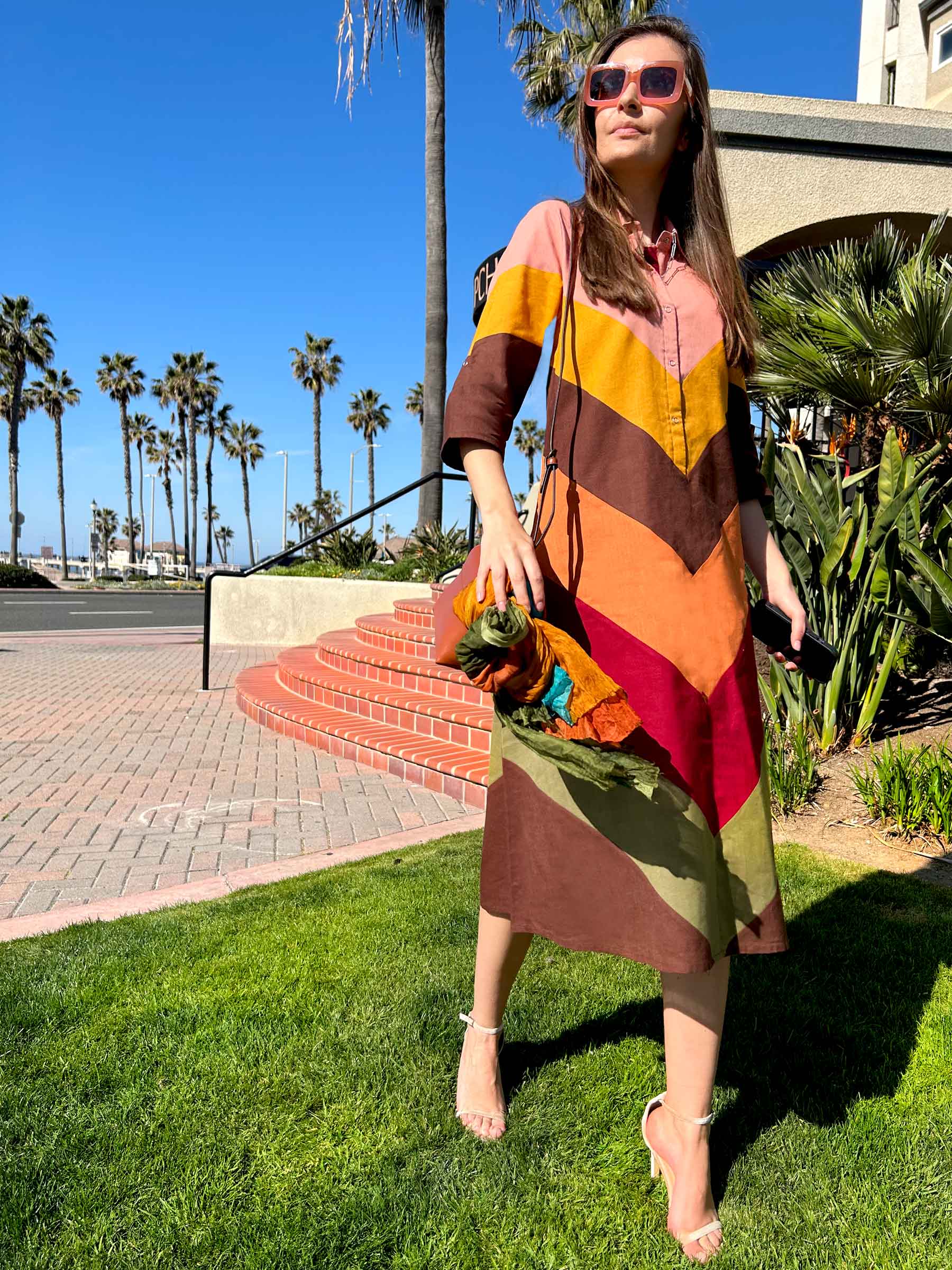 Marianna California Colors Hand Woven Cotton Patchwork Dress
