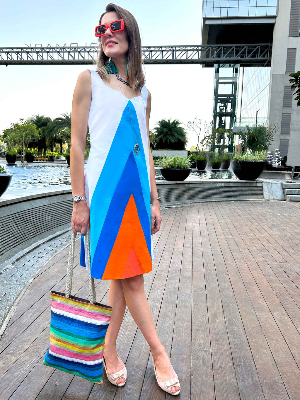 Patsy California Colors Hand Woven Cotton Patchwork Dress – Karmadori ...