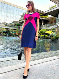PEGGY CALIFORNIA COLORS HAND WOVEN COTTON PATCHWORK DRESS