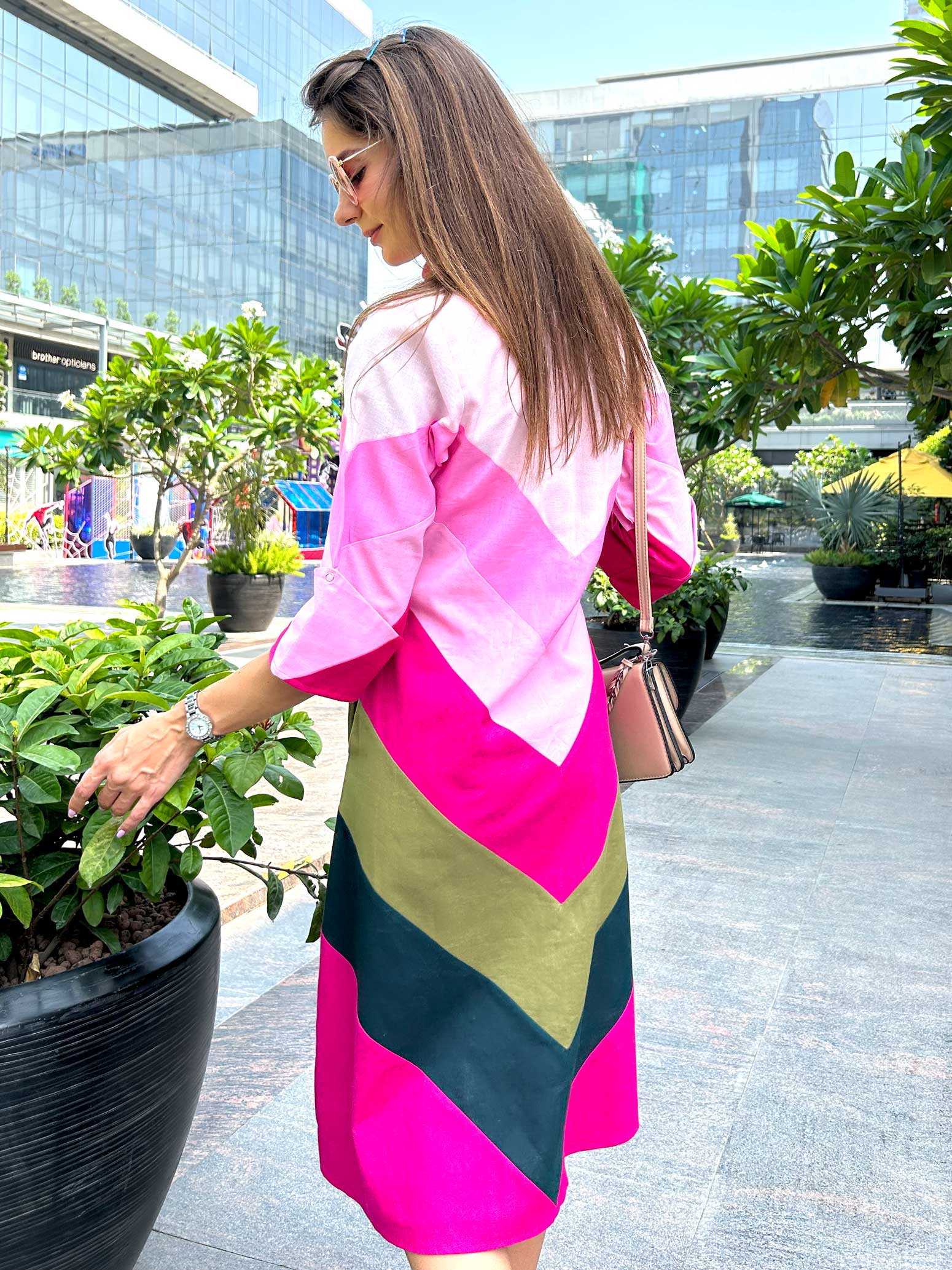 Melinda California Colors Hand Woven Cotton Patchwork Dress