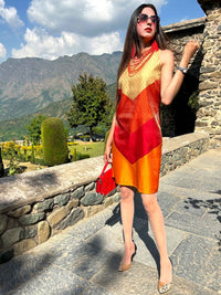 DEANNA FESTIVE FLAMBOYANCE BROCADE DRESS