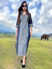 DIVA FESTIVE FLAMBOYANCE SILK BROCADE PATCHWORK LONG DRESS