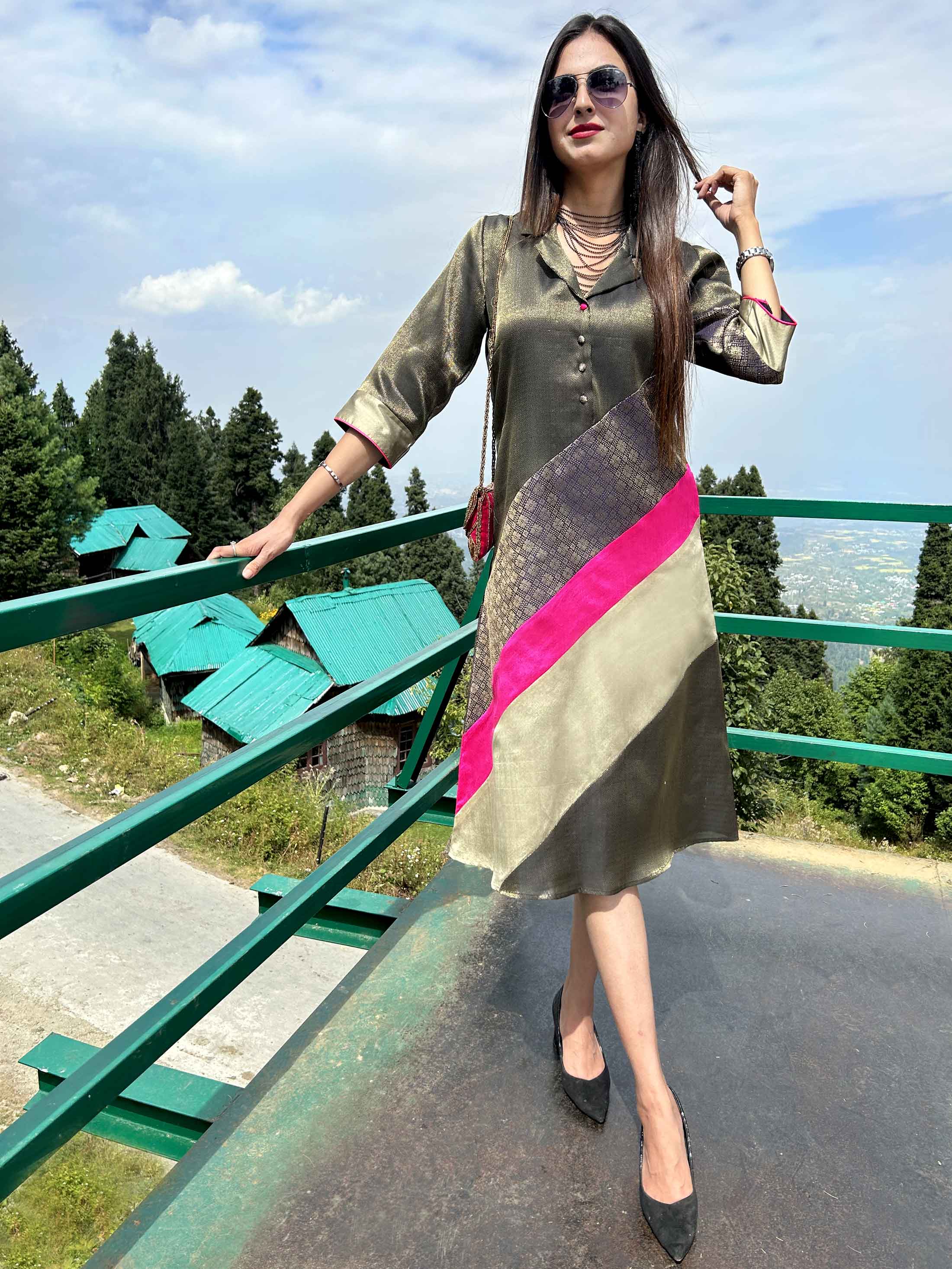 Daniela Festive Flamboyance Brocade Patchwork Dress – Karmadori