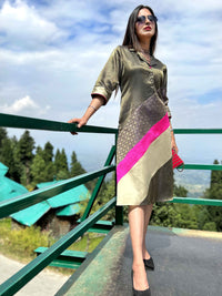 DANIELA FESTIVE FLAMBOYANCE BROCADE PATCHWORK DRESS