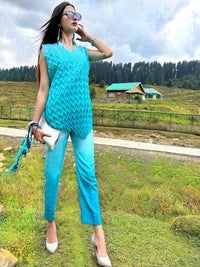 DENISE FESTIVE FLAMBOYANCE PURE SILK TESSELLATION TUNIC SET
