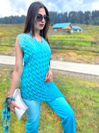 DENISE FESTIVE FLAMBOYANCE PURE SILK TESSELLATION TUNIC SET