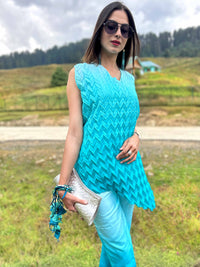 DENISE FESTIVE FLAMBOYANCE PURE SILK TESSELLATION TUNIC SET