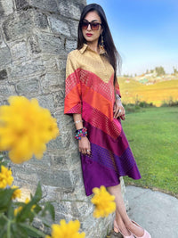 DESDEMONA FESTIVE FLAMBOYANCE BROCADE PATCHWORK DRESS
