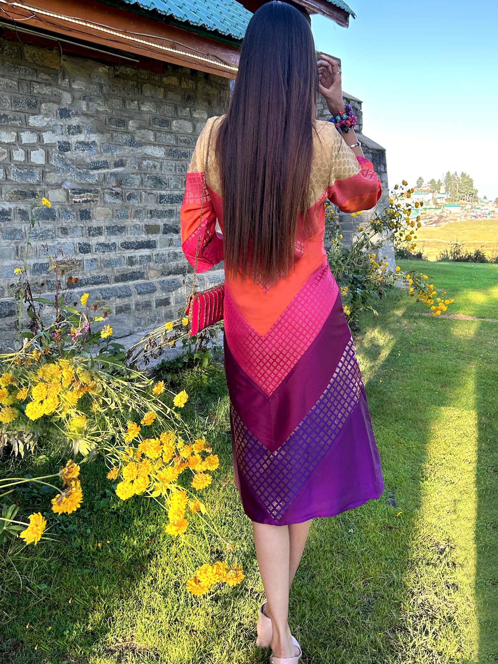 Desdemona Festive Flamboyance Brocade Patchwork Dress – Karmadori