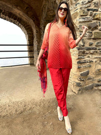 DORA FESTIVE FLAMBOYANCE PURE SILK TESSELLATION TUNIC SET