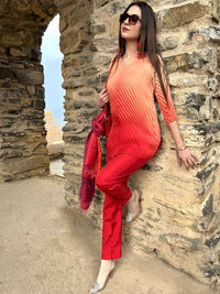 DORA FESTIVE FLAMBOYANCE PURE SILK TESSELLATION TUNIC SET