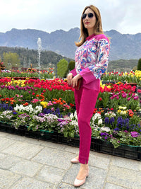 LAURA GORGEOUS KASHMIR WATER MARBLED PURE SILK TUNIC SET