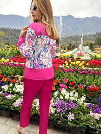 LAURA GORGEOUS KASHMIR WATER MARBLED PURE SILK TUNIC SET