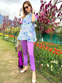 LILLY GORGEOUS KASHMIR WATER MARBLED PURE SILK TUNIC SET