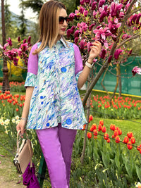 LILLY GORGEOUS KASHMIR WATER MARBLED PURE SILK TUNIC SET