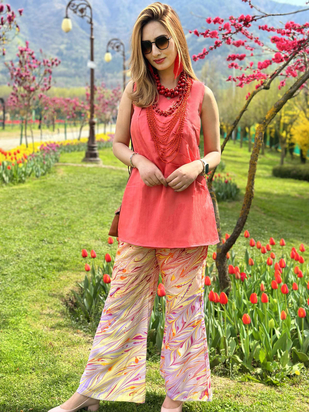 Lainey Gorgeous Kashmir Water Marbled Pure Silk Tunic Set – Karmadori ...