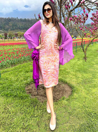 LARISSA GORGEOUS KASHMIR WATER MARBLED PURE SILK DRESS