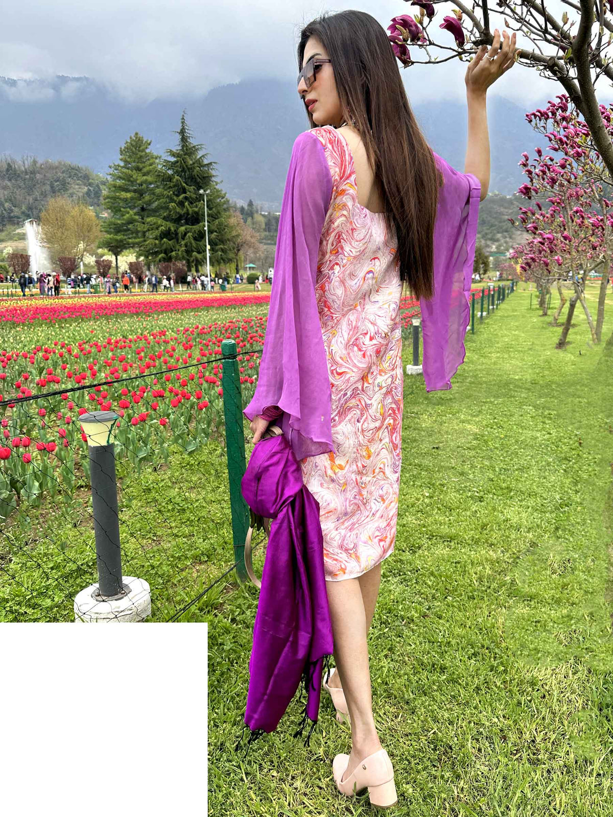 LARISSA GORGEOUS KASHMIR WATER MARBLED PURE SILK DRESS