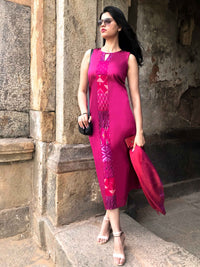 TATUM TAFFETA TROVE PATOLA SILK PATCHWORK DRESS