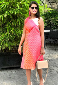 SIERRA SANTORINI STRIPES SILK KOTA DORIA DRESS