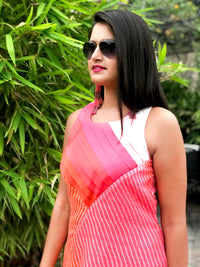 SIERRA SANTORINI STRIPES SILK KOTA DORIA DRESS