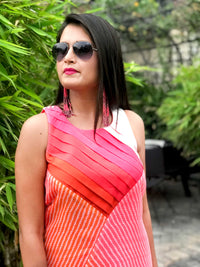 SIERRA SANTORINI STRIPES SILK KOTA DORIA DRESS