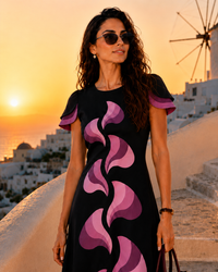 SOLEIL SONIA DELAUNAY INSPIRED HAND WOVEN COTTON PATCHWORK DRESS