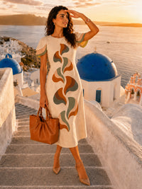 SABINE SONIA DELAUNAY INSPIRED HAND WOVEN COTTON PATCHWORK DRESS