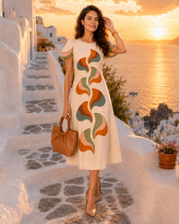 SABINE SONIA DELAUNAY INSPIRED HAND WOVEN COTTON PATCHWORK DRESS