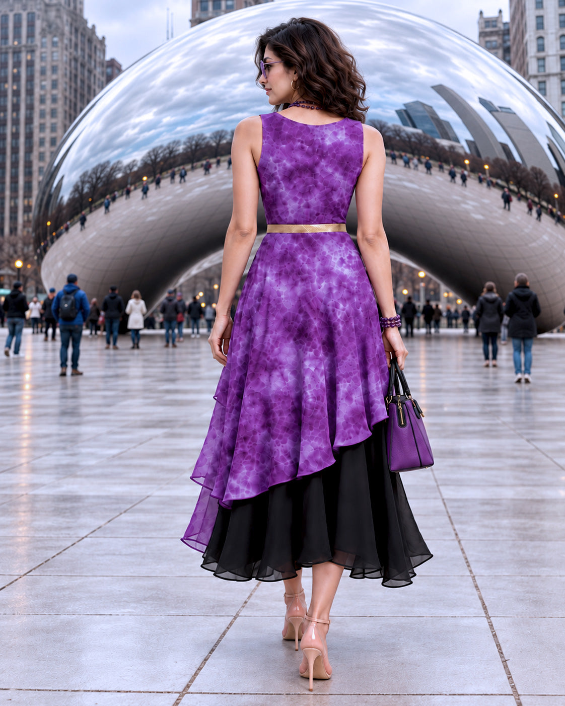 EILEEN COLORS OF CELEBRATION PURE CHINON DRESS