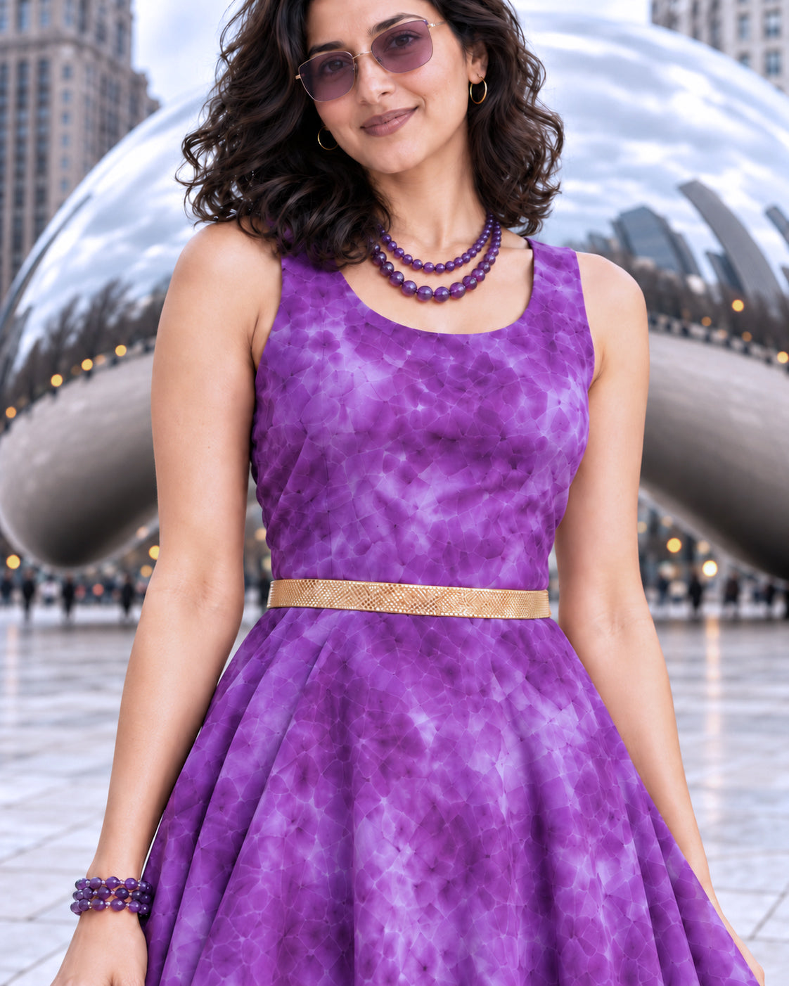 EILEEN COLORS OF CELEBRATION PURE CHINON DRESS