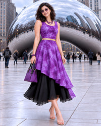 EILEEN COLORS OF CELEBRATION PURE CHINON DRESS