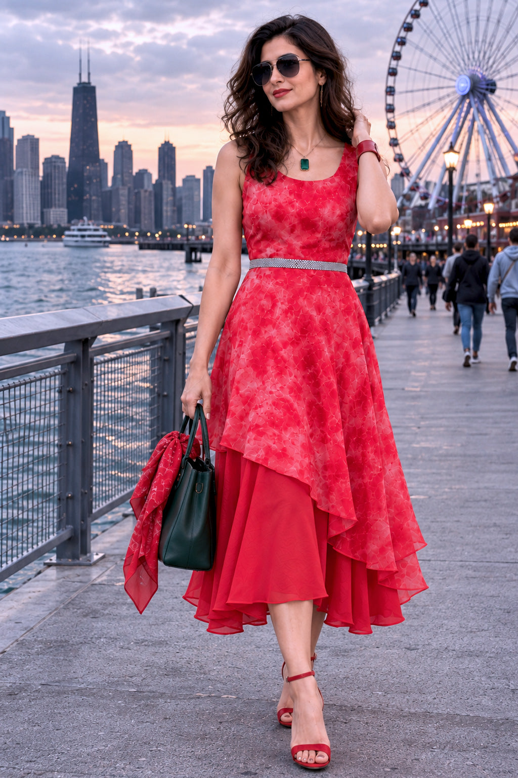 ESTHER COLORS OF CELEBRATION PURE CHINON DRESS