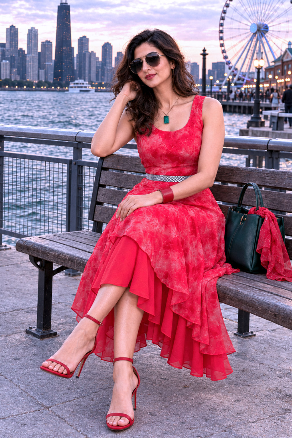 ESTHER COLORS OF CELEBRATION PURE CHINON DRESS