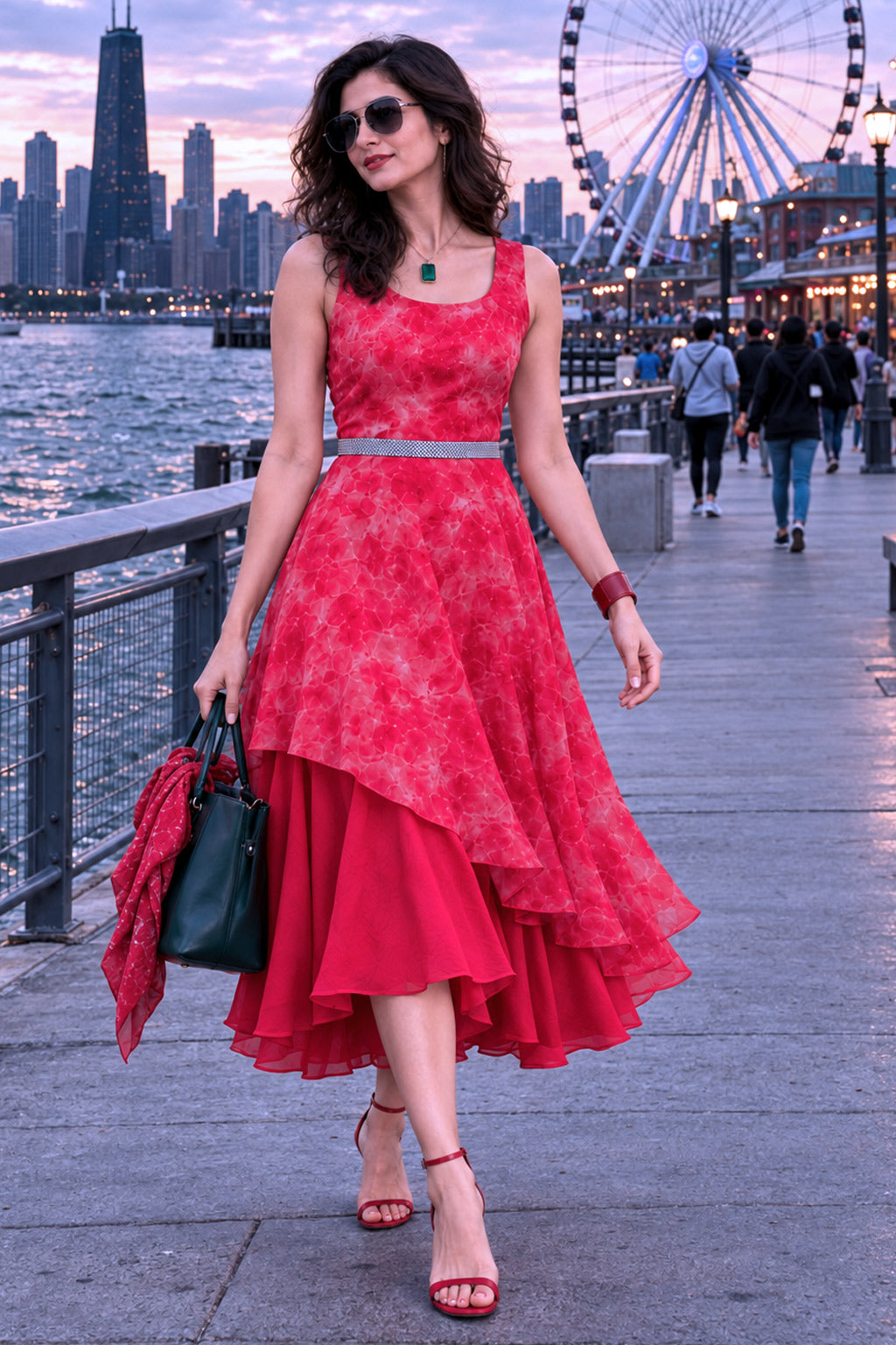 ESTHER COLORS OF CELEBRATION PURE CHINON DRESS