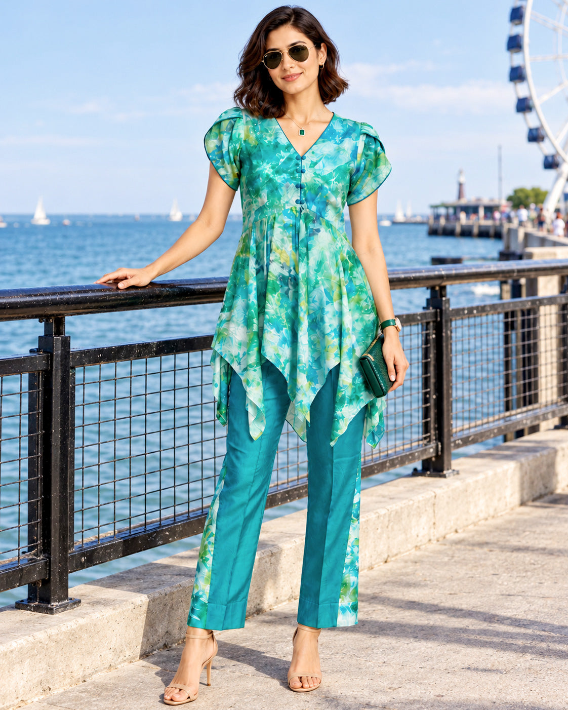 EVANIA COLORS OF CELEBRATION PURE SILK TUNIC SET