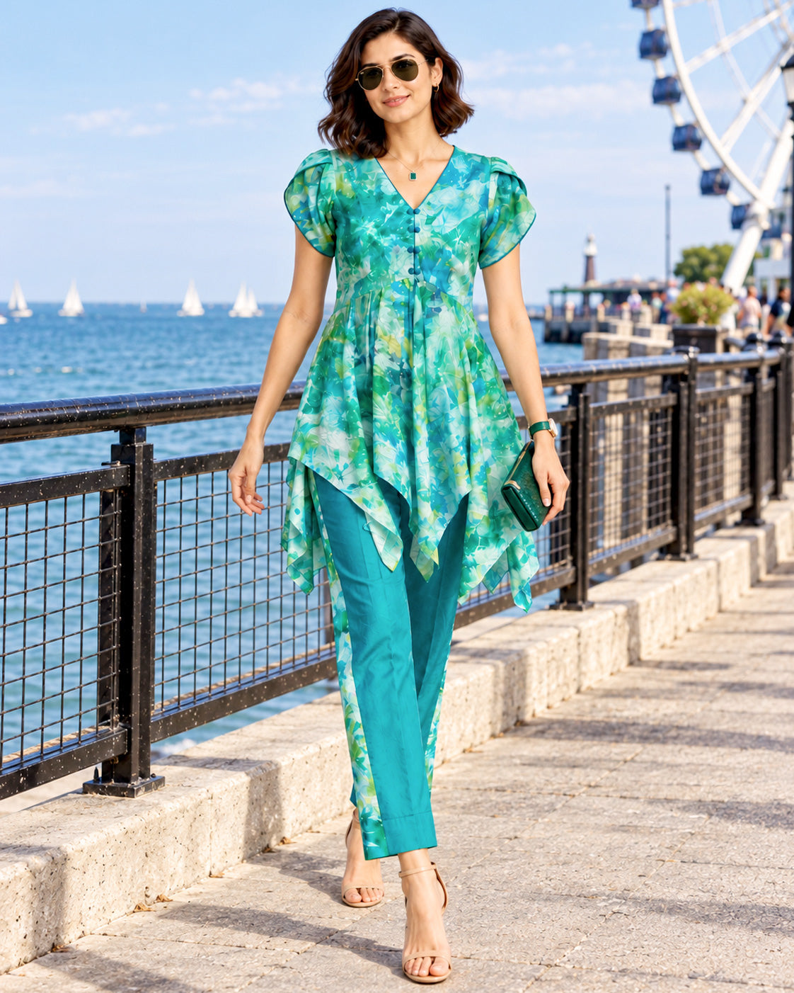 EVANIA COLORS OF CELEBRATION PURE SILK TUNIC SET