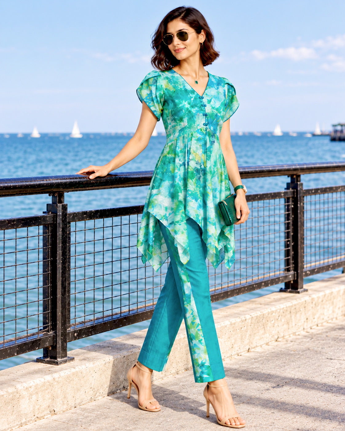 EVANIA COLORS OF CELEBRATION PURE SILK TUNIC SET