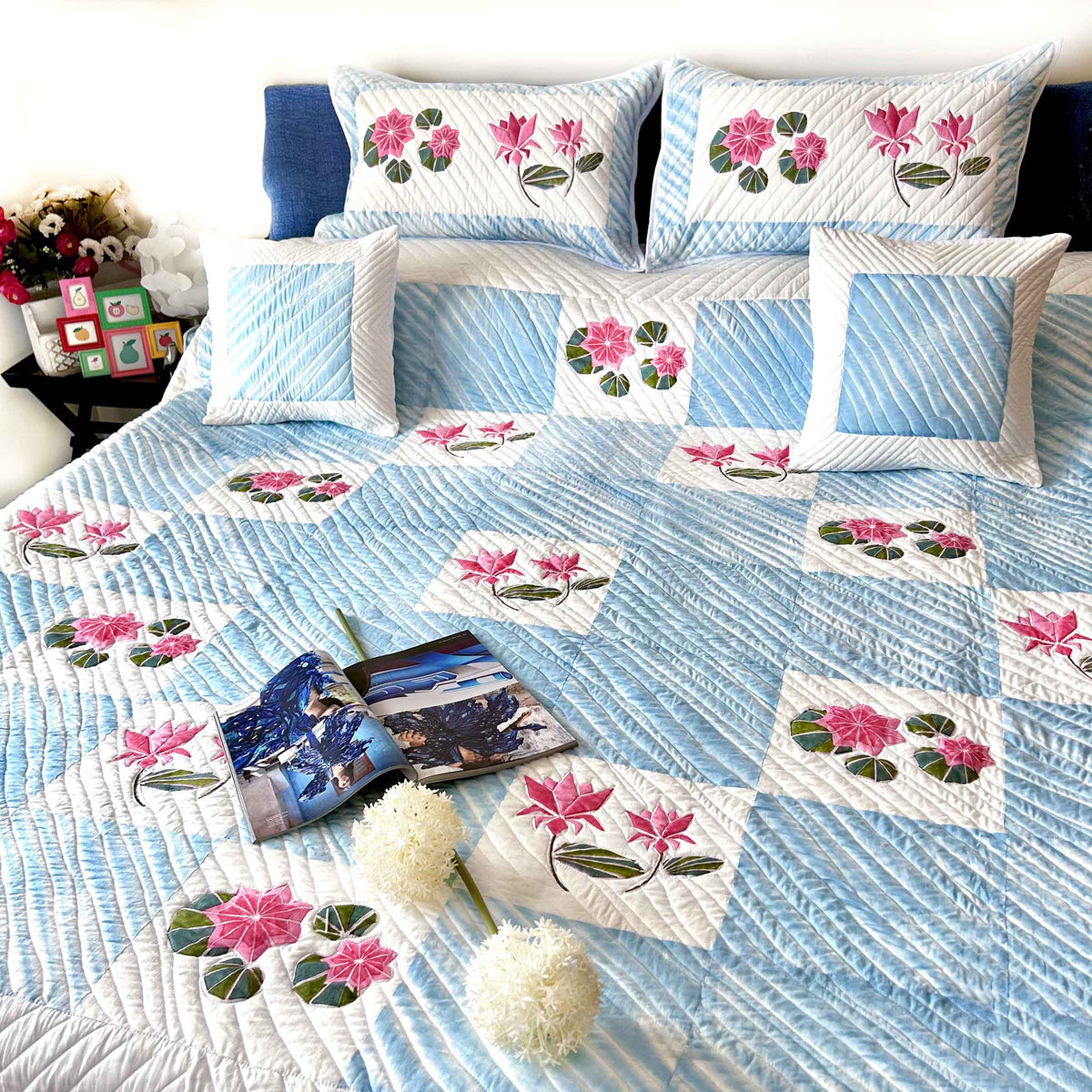 NICOLE HELLO NEW YORK PATCHWORK QUILTED BEDCOVER SET