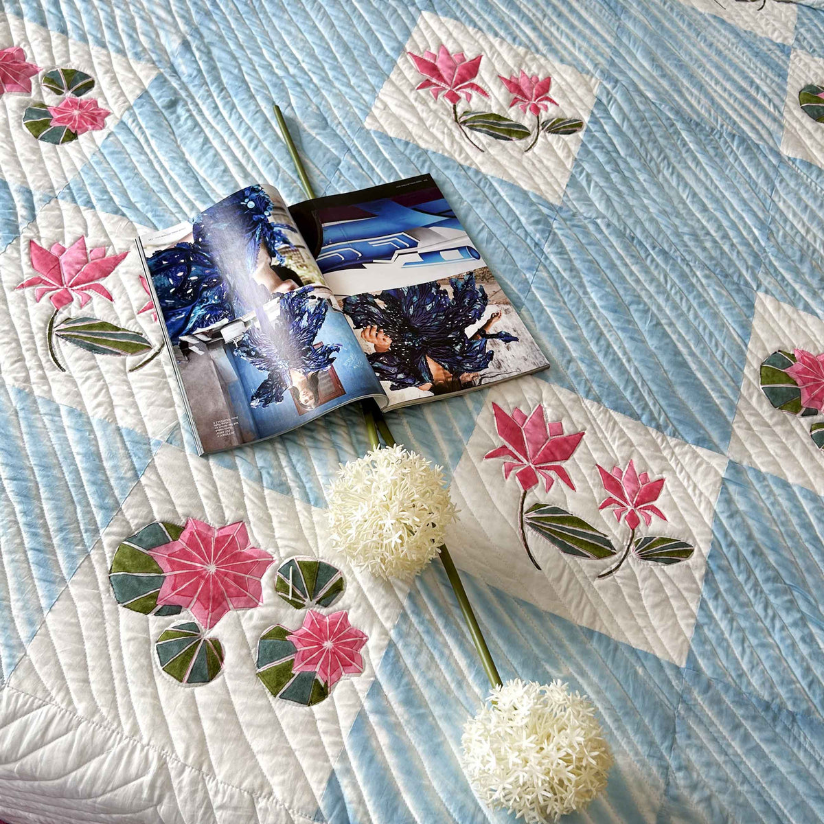 NICOLE HELLO NEW YORK PATCHWORK QUILTED BEDCOVER SET