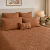 HARLOW MEDITERRANEAN SERENITY BURNISHED TERRACOTTA QUILTED 6 PIECE BEDCOVER SET
