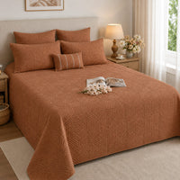 HARLOW MEDITERRANEAN SERENITY BURNISHED TERRACOTTA QUILTED 6 PIECE BEDCOVER SET