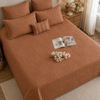 HARLOW MEDITERRANEAN SERENITY BURNISHED TERRACOTTA QUILTED 6 PIECE BEDCOVER SET